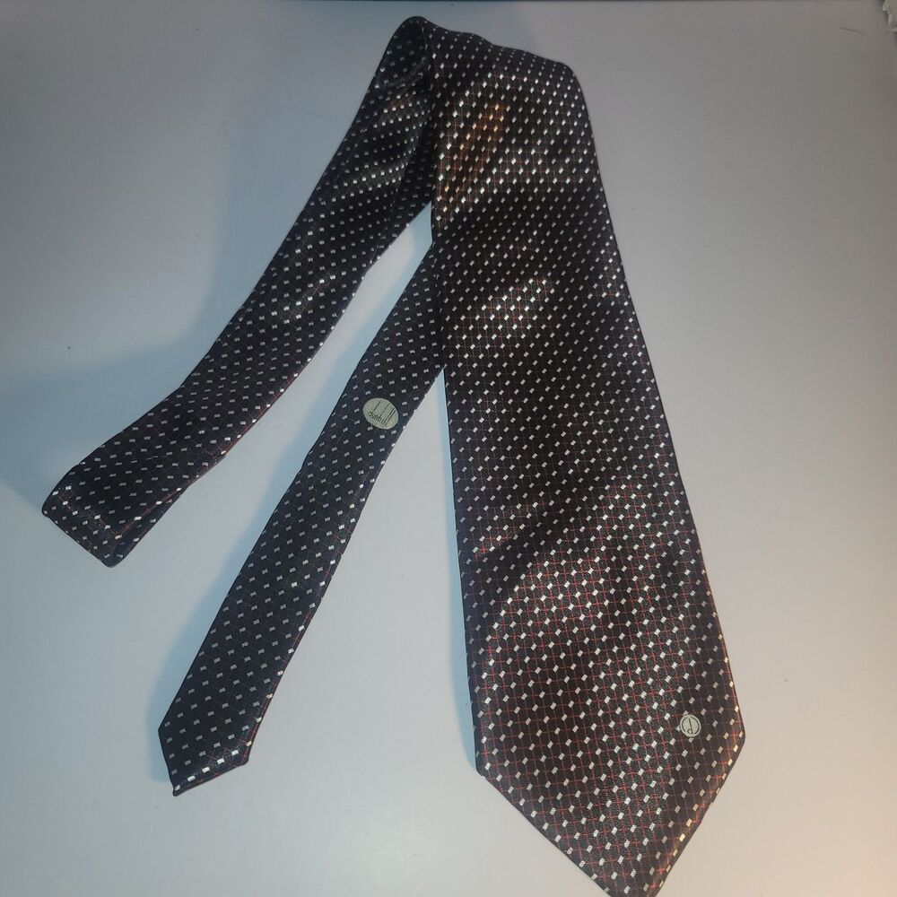 Dunhill Men's Italian Silk Wide NeckTie 4 in x 56 in Vintage Retro